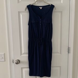 Navy Sleeveless Button-Front Dress S/M